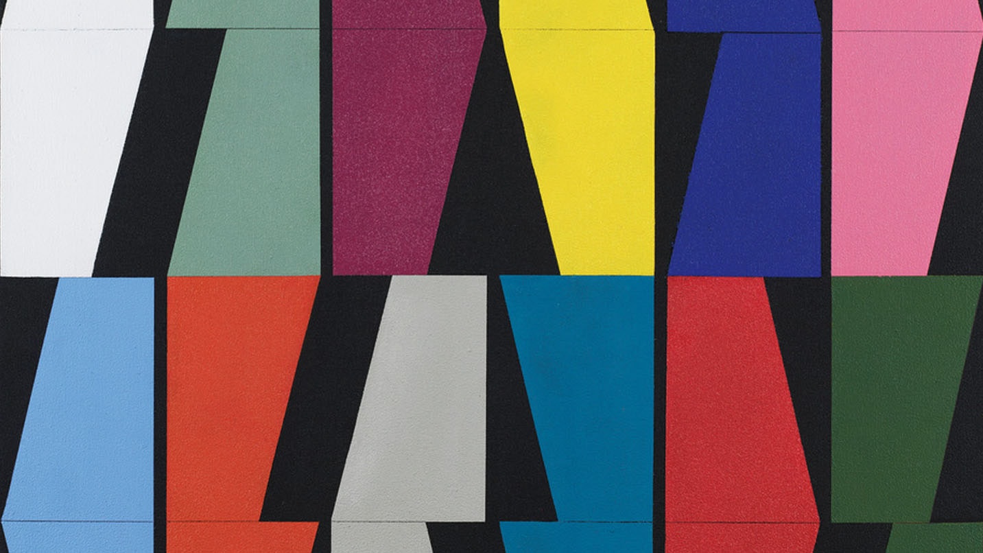 close up of an painting, abstract, geometric and colorful