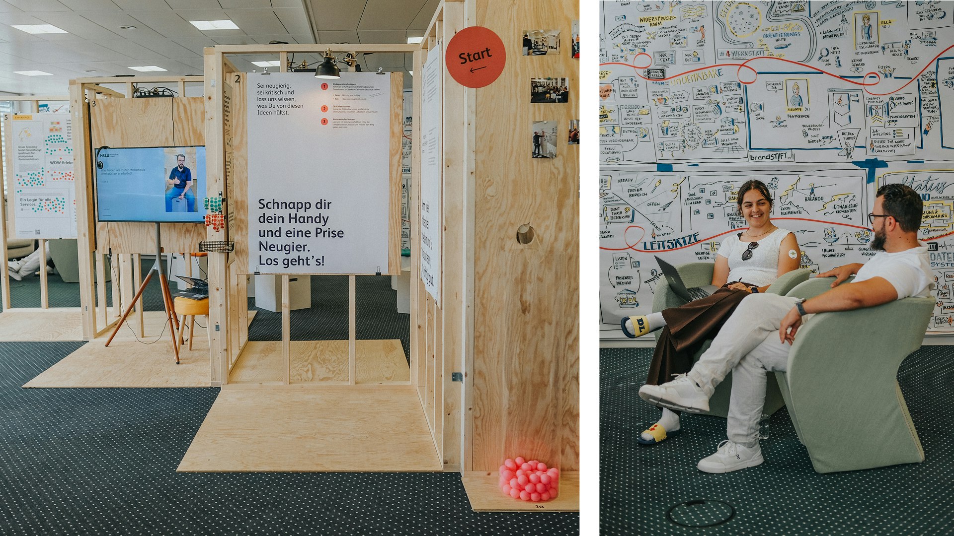 Ausstellung der HSLU zum Vorgehen ihres Webprojekts.