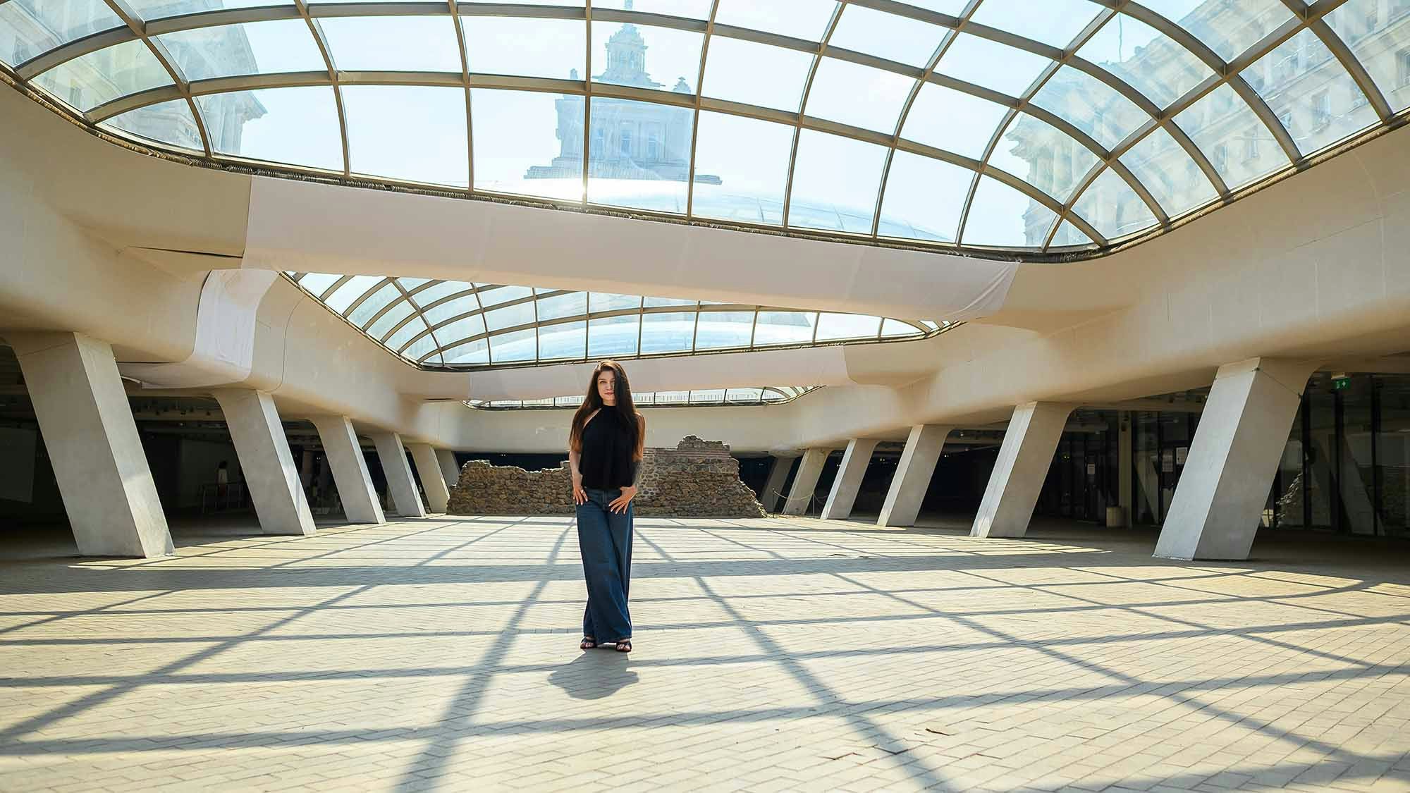 Employee under a dome.