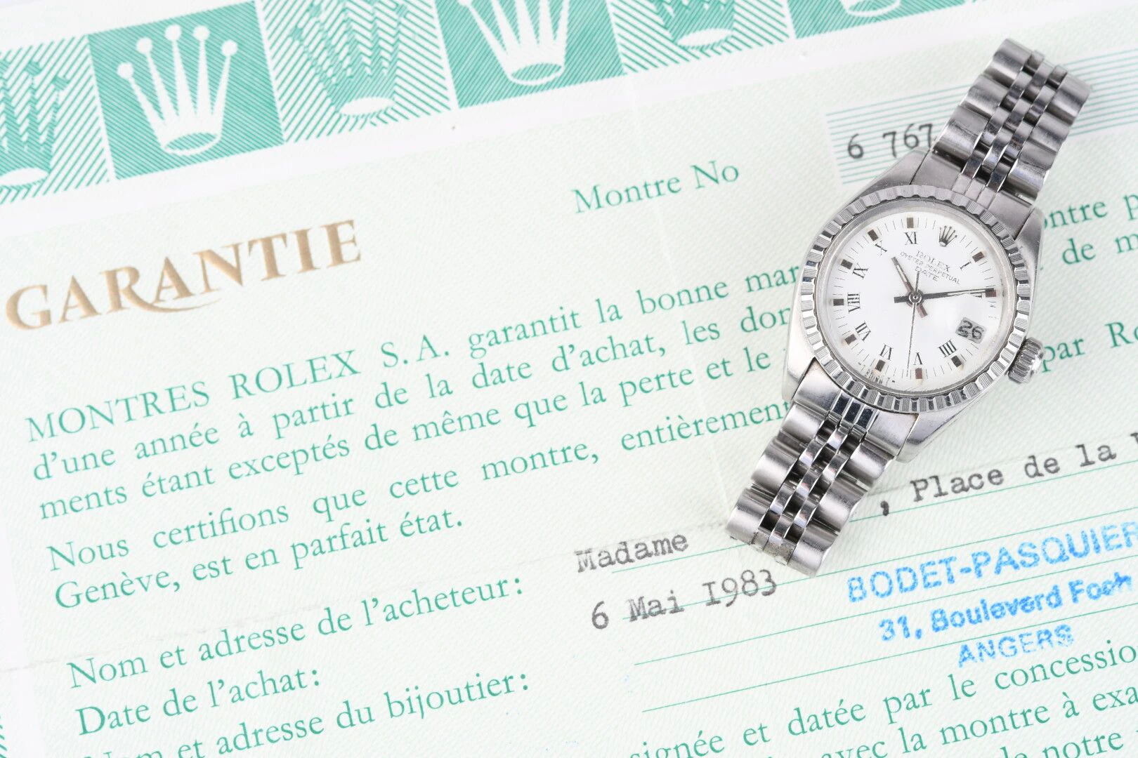 Rolex certificate