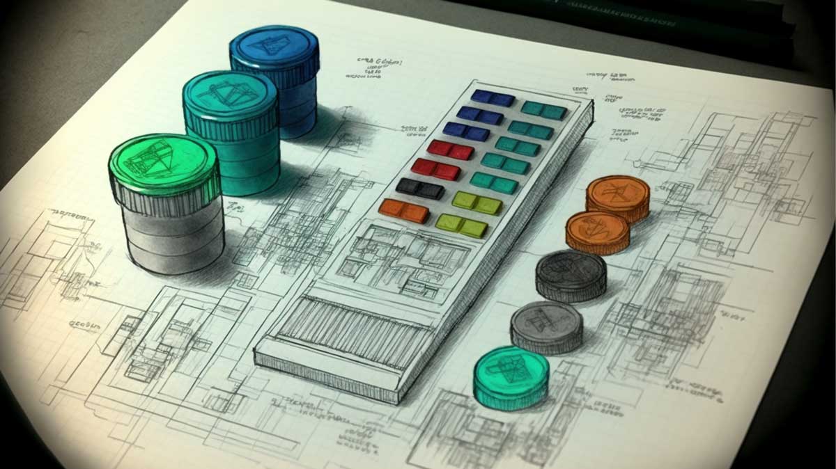 Real World Assets on a Blueprint with Coins on top
