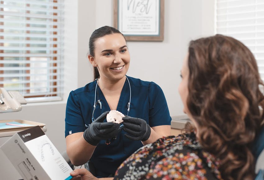 Woman getting invisalign
