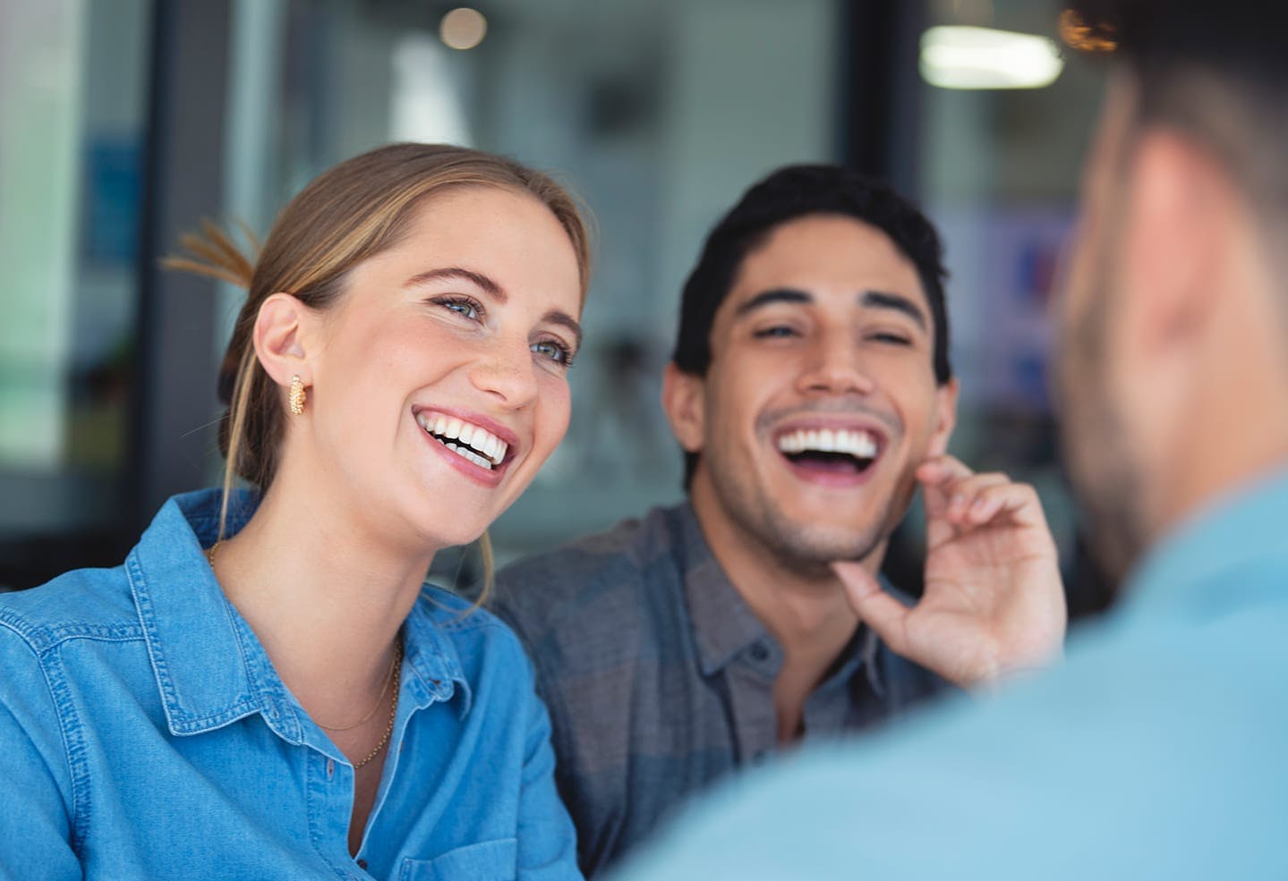 Man and woman smiling