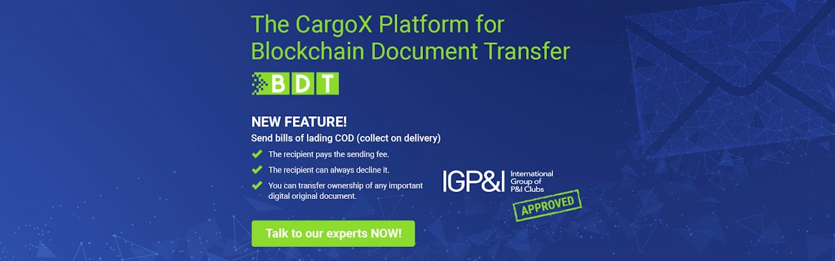 Send original documents on blockchain with collect on delivery