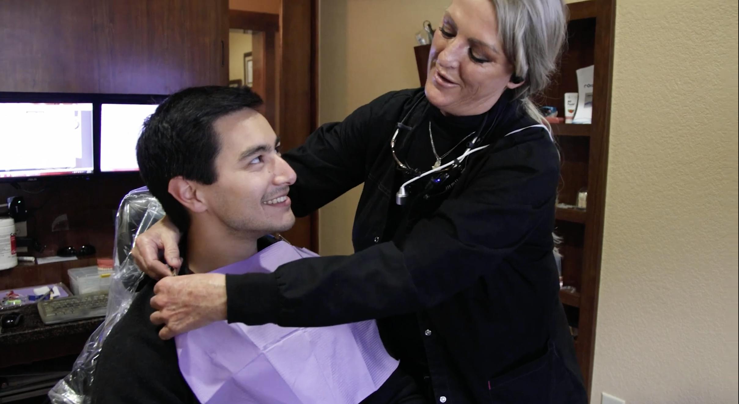 Man getting dental work done