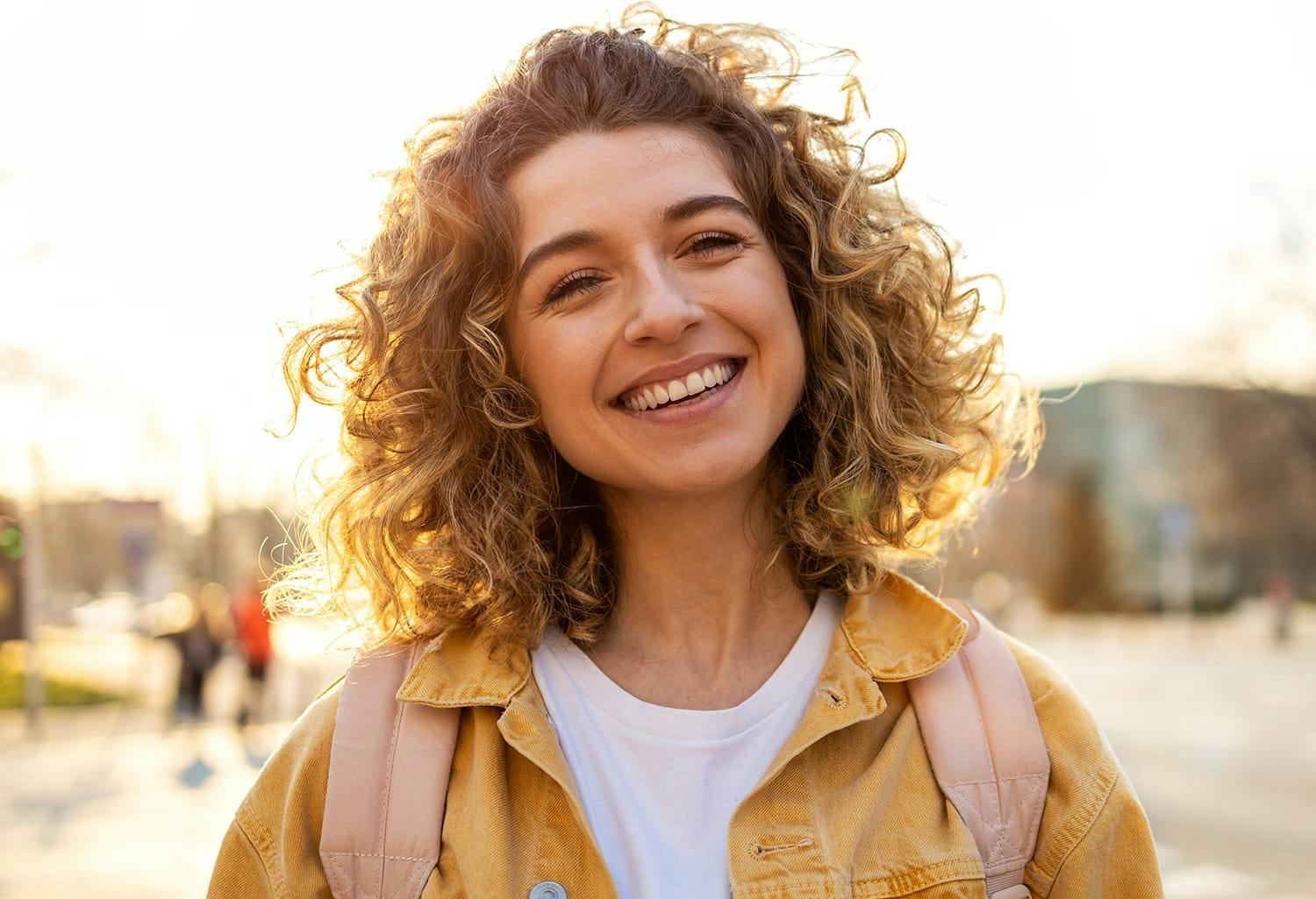 Woman with curly hair