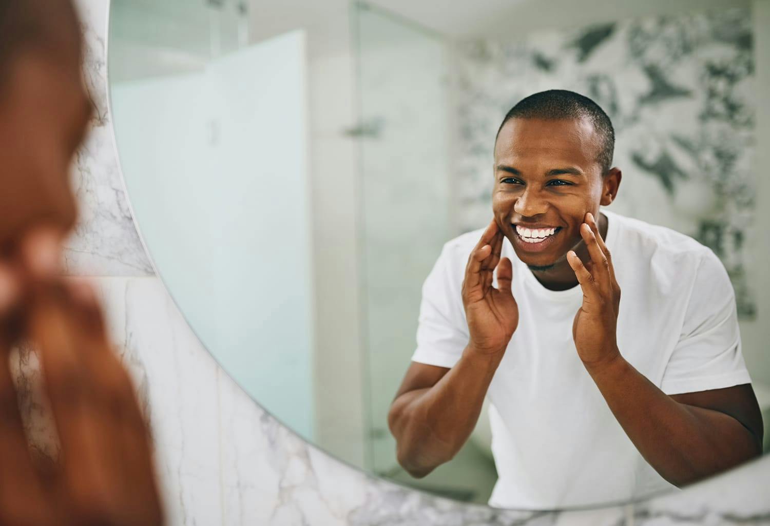 Man looking in the mirror