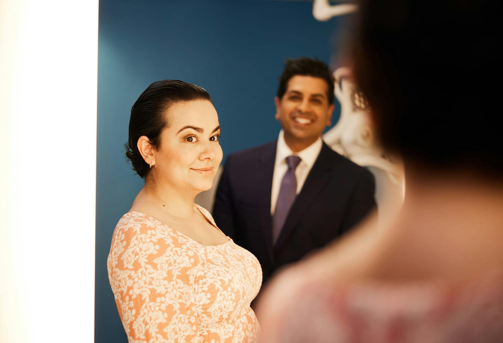 Patient Looking at Her Reflection
