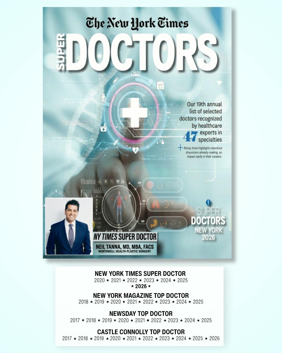 Dr. Neil Tanna Named Again To The New York Times Super Doctors® List