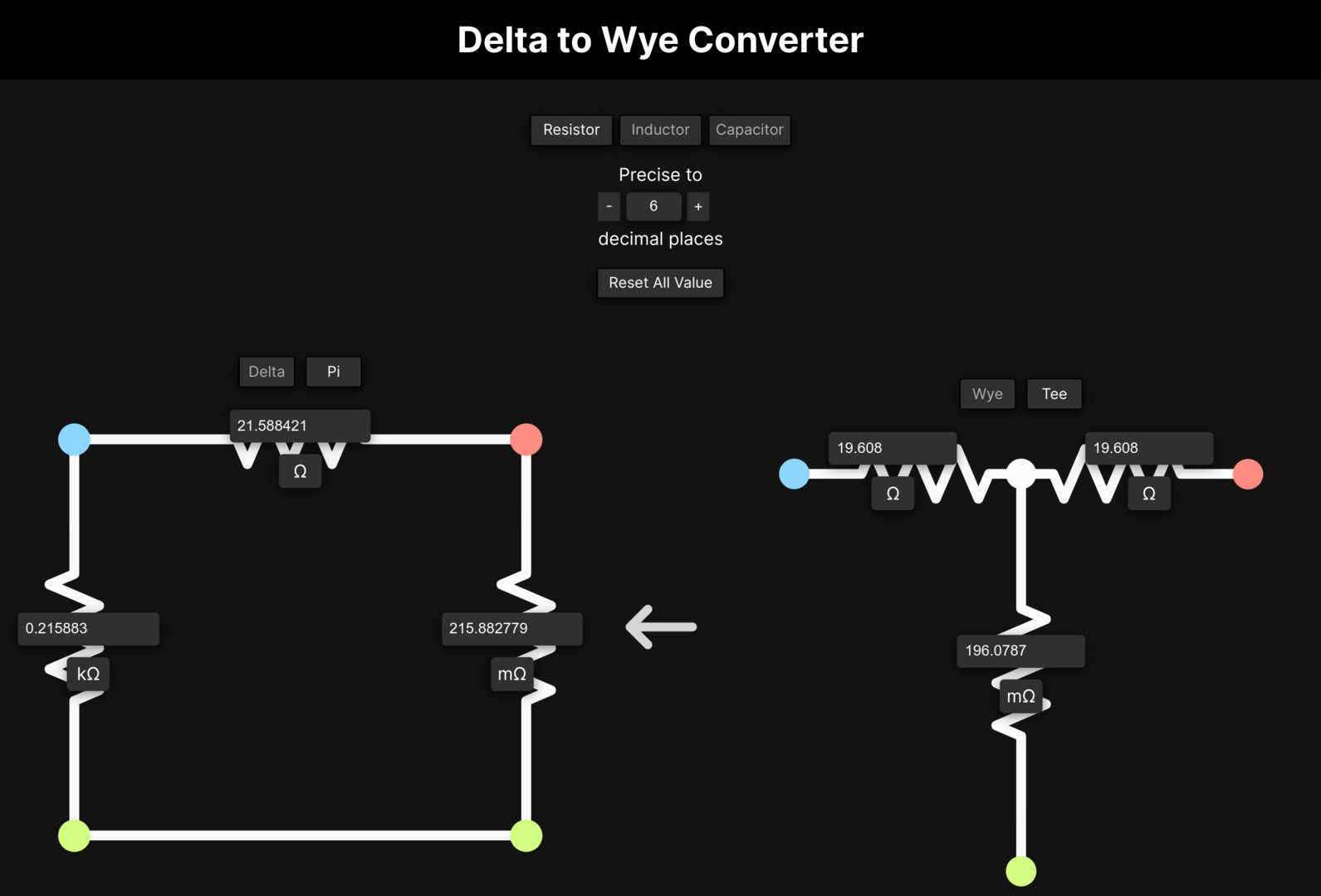 Delta-Wye Converter - Six Decimal Places