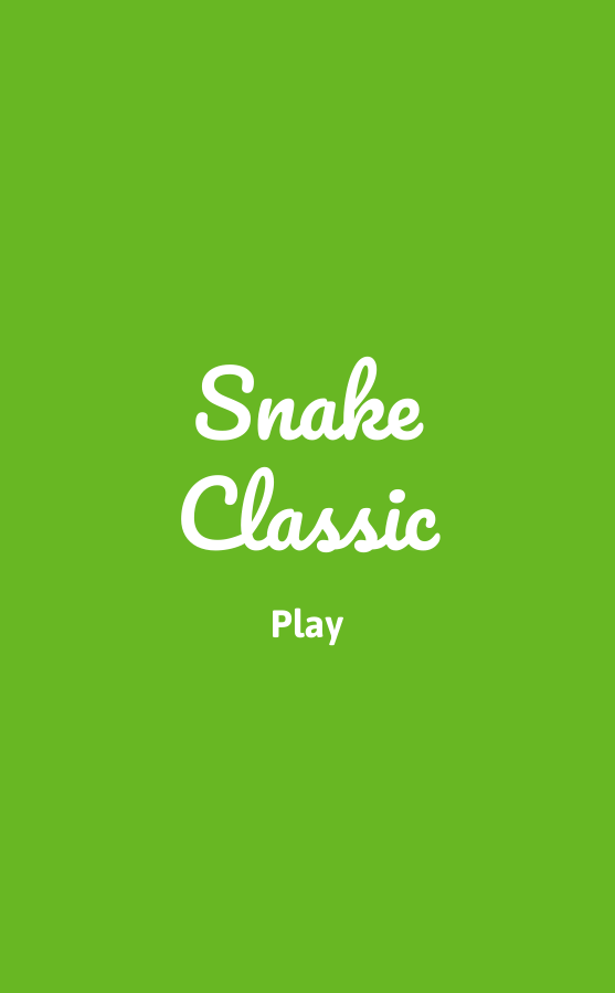 A splash screen of snake classic with a play button