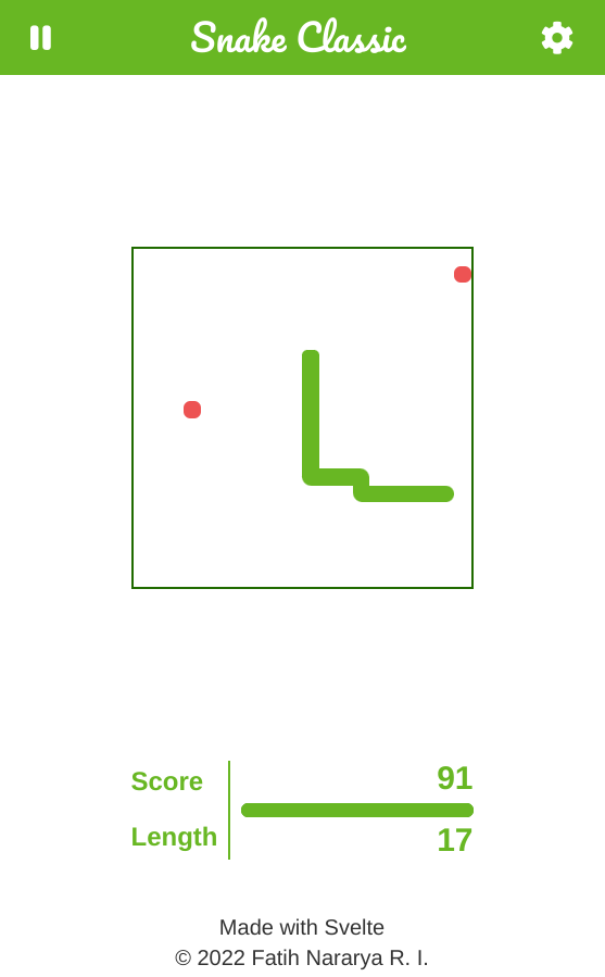 The snake classic game being played with core game at the center and interfaces surrounding it.