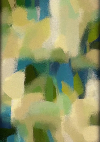AI art - 'Blue, green and white paint, in abstract style'