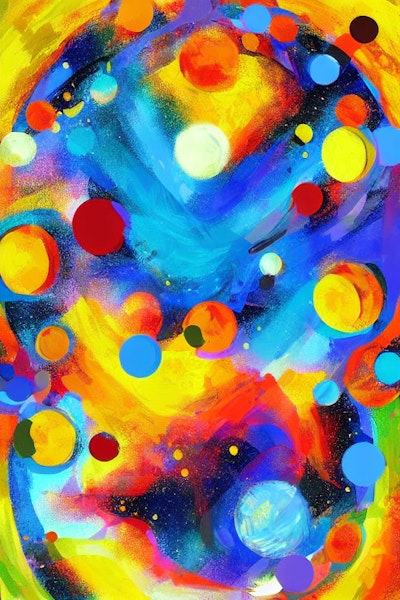 AI art - 'Planets in vibrant colour, in abstract style'