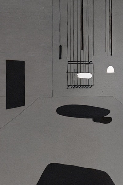 AI art - 'An interior space at night, simple, austere, atmospheric, muted in the style of Minimalist'