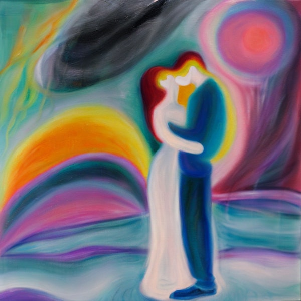 AI art - 'A couple in love, beautiful colours, expressionism'