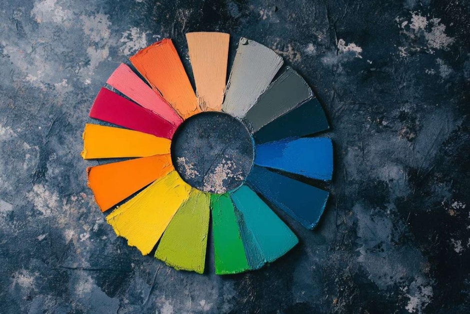 Color Wheel on Textured Background Showcasing Diverse Hues