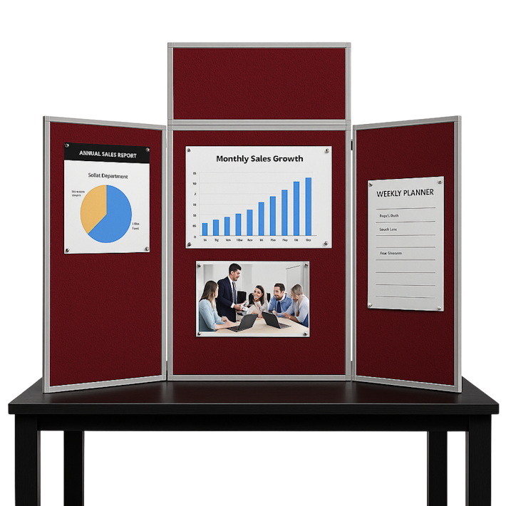 Senior Aluminium Frame Display Board Wine Red
