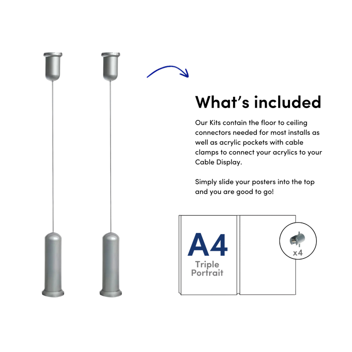 Double A4 Portrait Cable Display Kit Contents