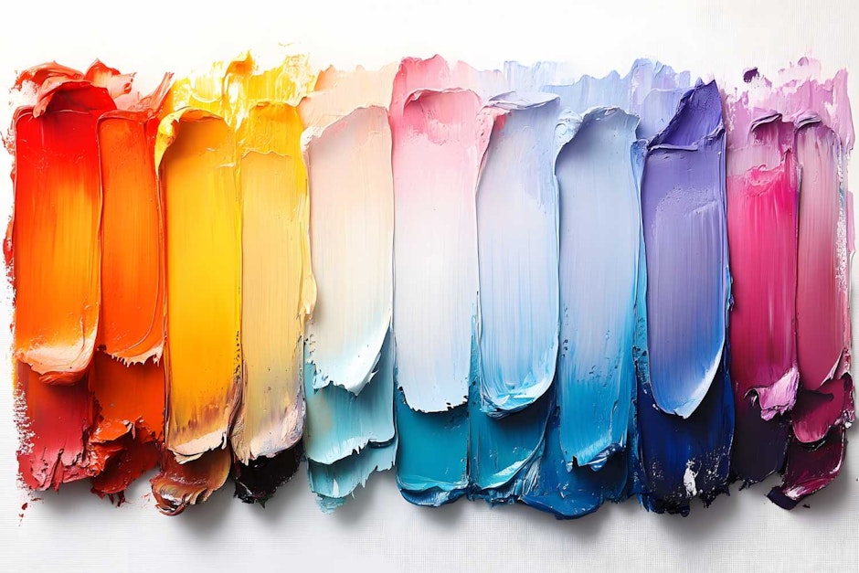 Vibrant Rainbow Palette in Abstract Oil Paint