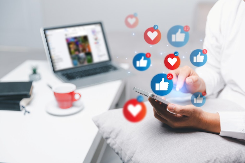 person using smartphone interacting on social media