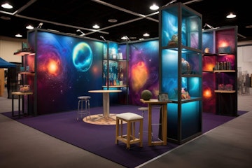 colourful trade show booth