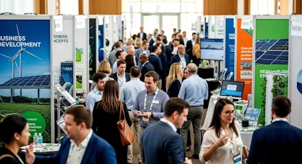 people networking at exhibition booths