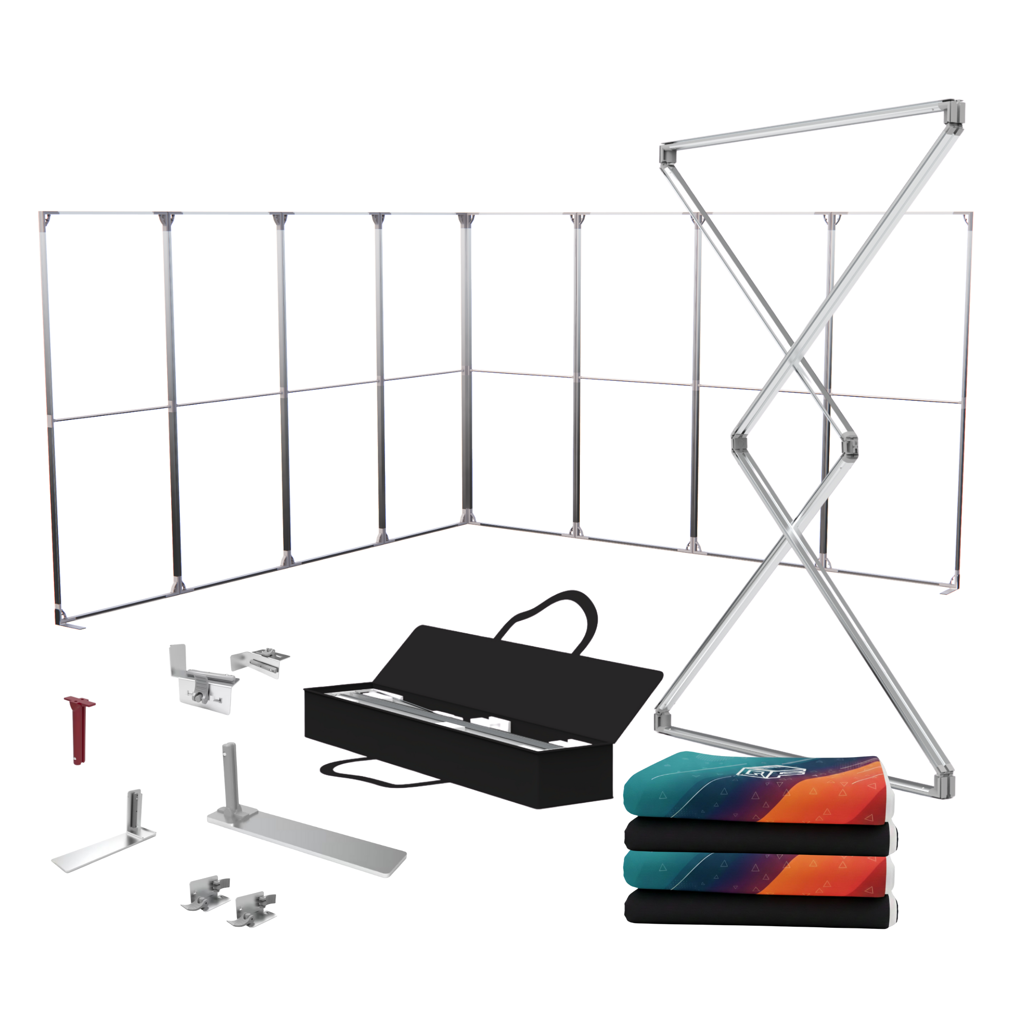 QwikFRAME 4×4 L-Shape | Modular Tension Fabric Exhibition Kit