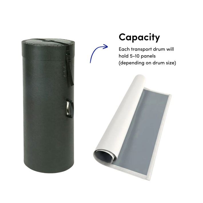 transport drum case exhibition graphics capacity