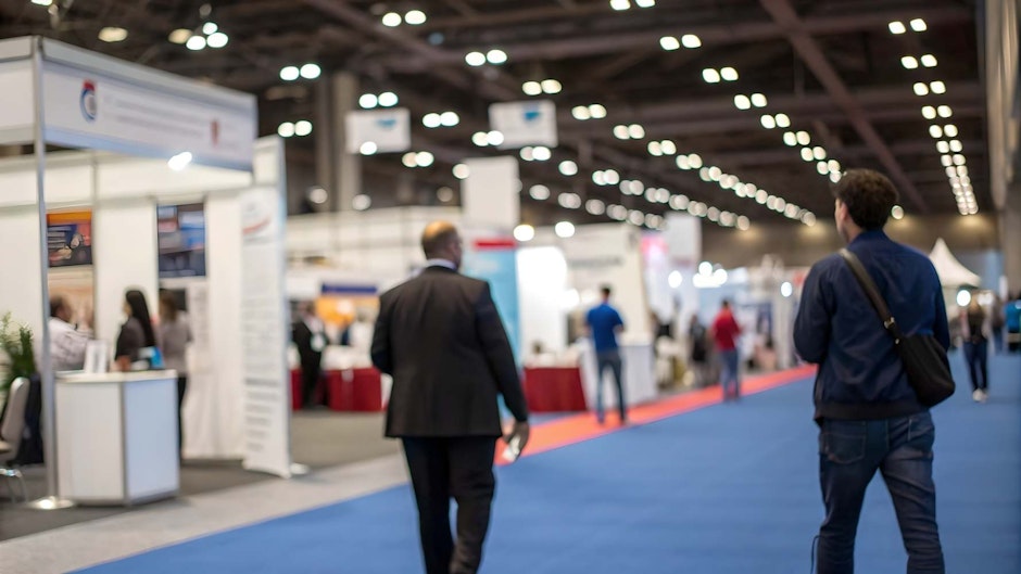 Busy Convention Center Networking Event Blurred Background