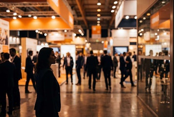 busy conference networking event or trade show hall