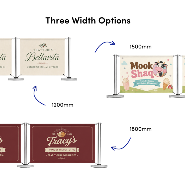Three Width Options for cafe Barriers