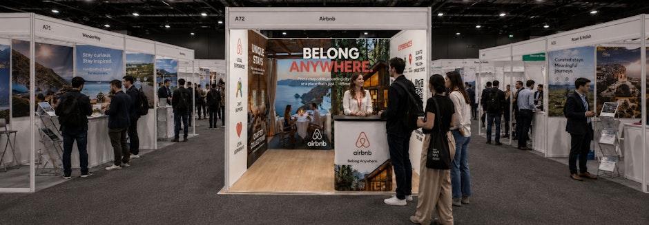 QwikFRAME - Seamless Fabric Modular Stand - 3x2 U-Shape Live Example
