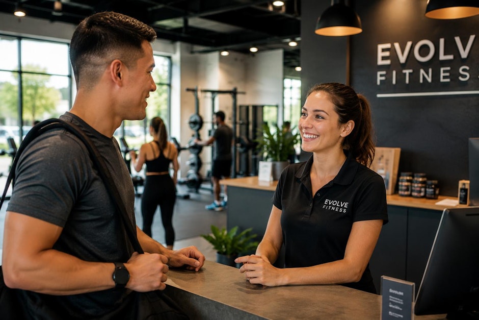 gym welcoming reception area
