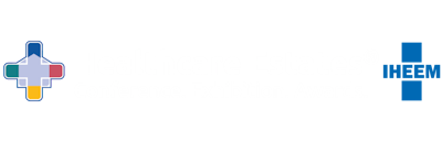 Logo of a medical cross inside a home with the IHEEM blue logo on the other side, between is the text Healthcare Estates.