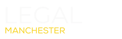 LegalEx written in white writing while Manchester is in yellow just below.