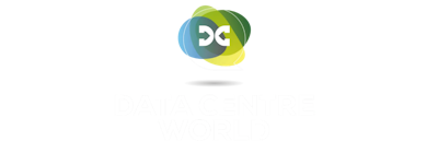 The letter DC inside of blue and green ovals with the text underneath, in white, displaying Data Centre World