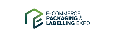 eCommerce Packaging & Labelling Expo written next to a green hollow cube which makes a box with a small label.
