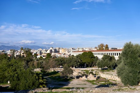 The restored Stoa of Attalos in the Ancient Agora of Athens