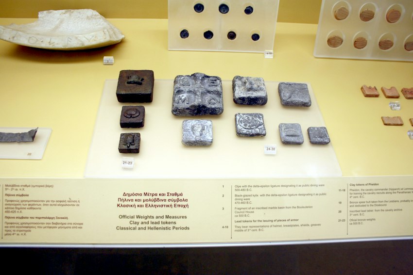 Official bronze weights from the Athenian Agora, around the 6th century BC