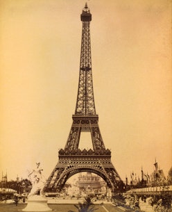 Eiffel Tower looking toward the Trocadéro Palace during the 1889 Paris Exposition