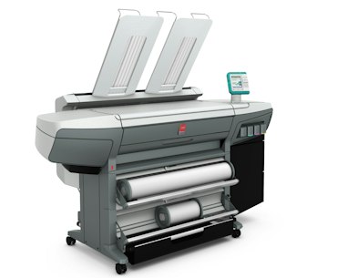 Large-format colour plotter printing from a wide roll of media