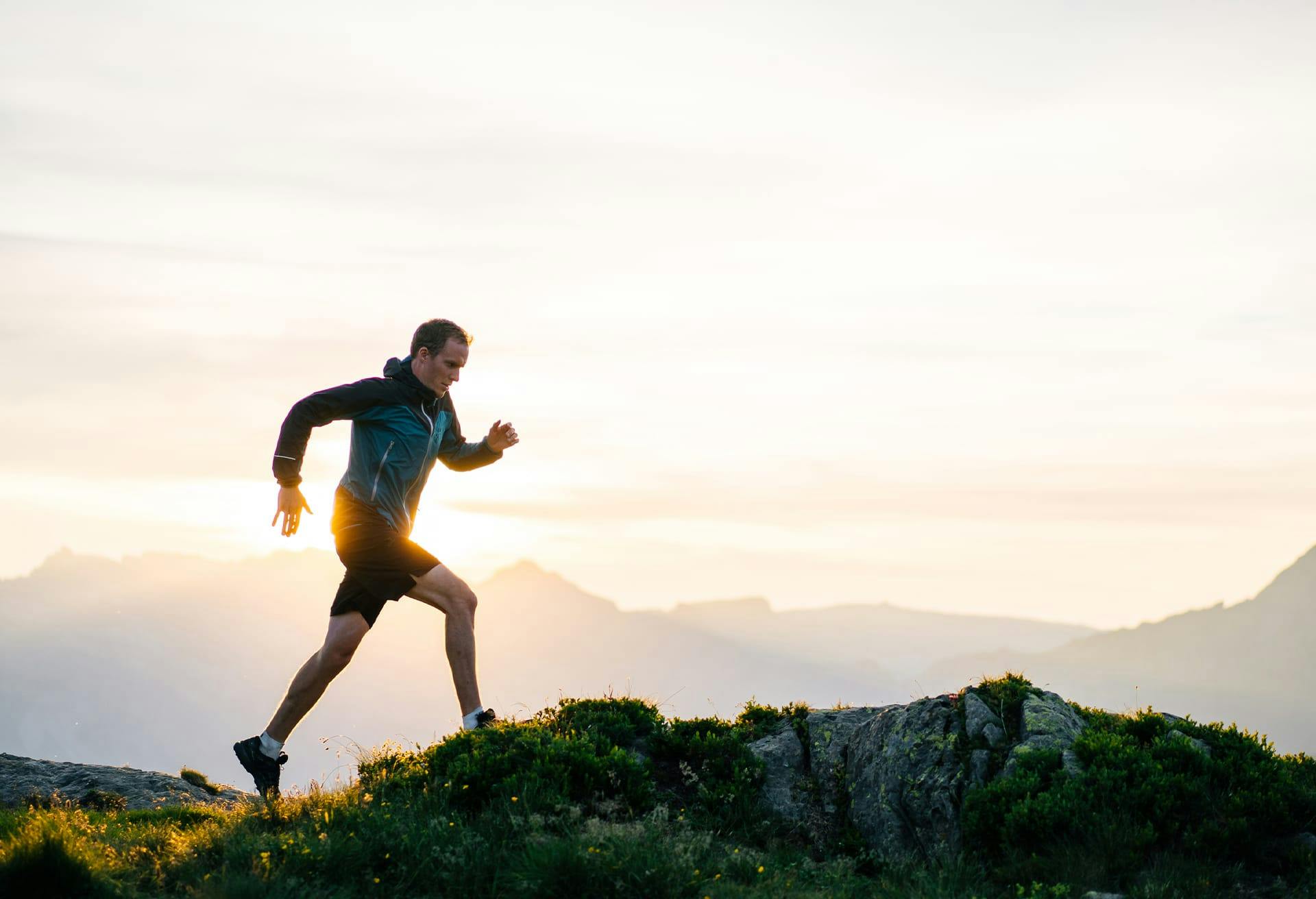 Man running up a hill