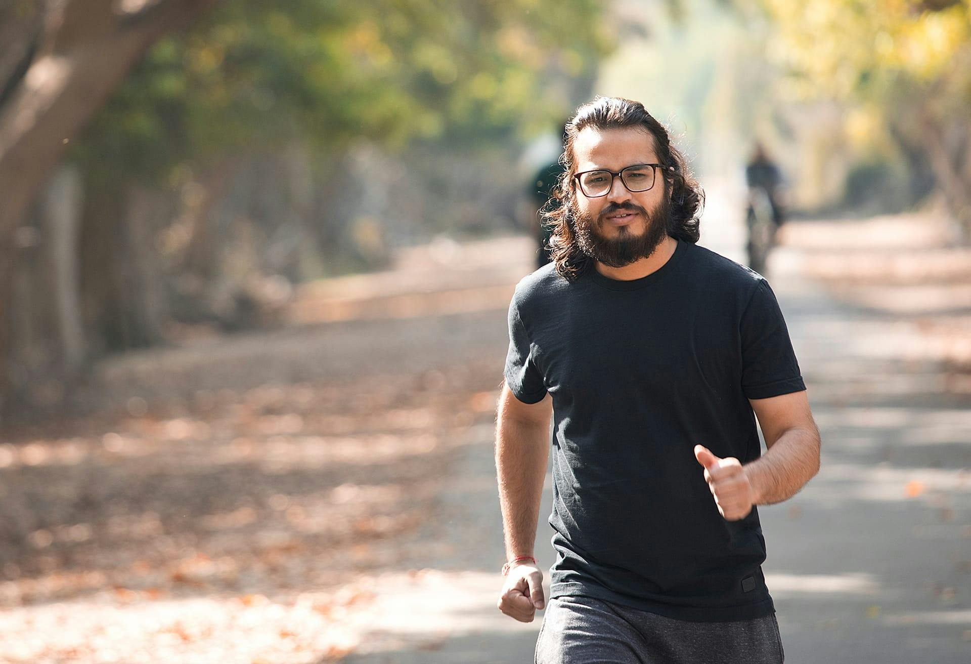 Man walking in the middle of the street