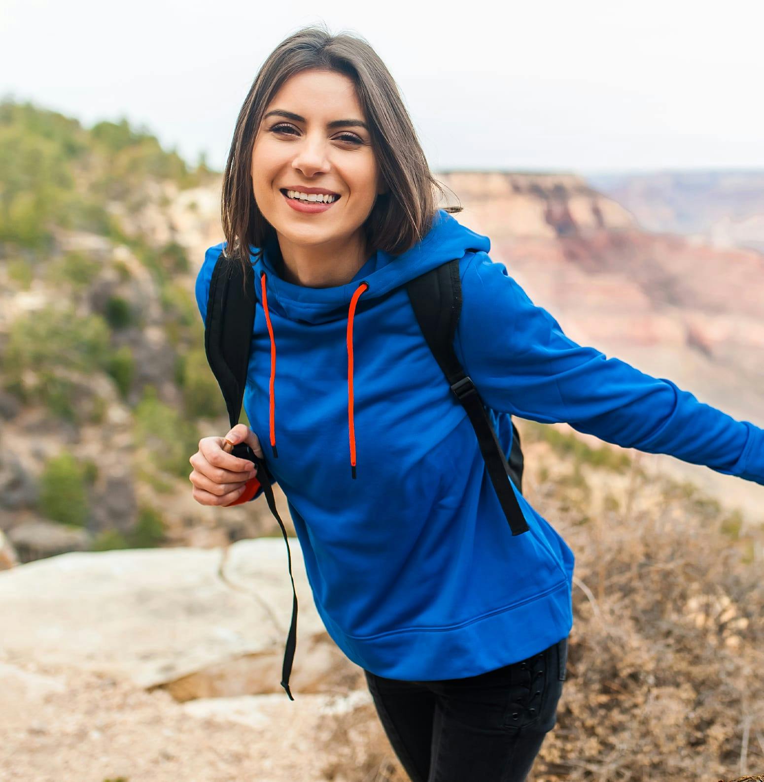 Woman outdoors hiking