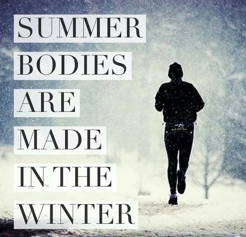 image of a person running in the snow with a quote on it