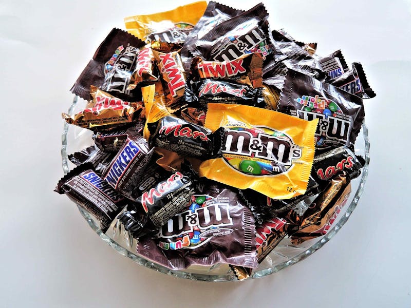 a close up of a bowl of candy