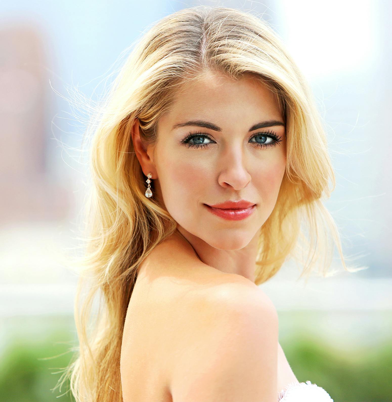 Blonde woman smiling