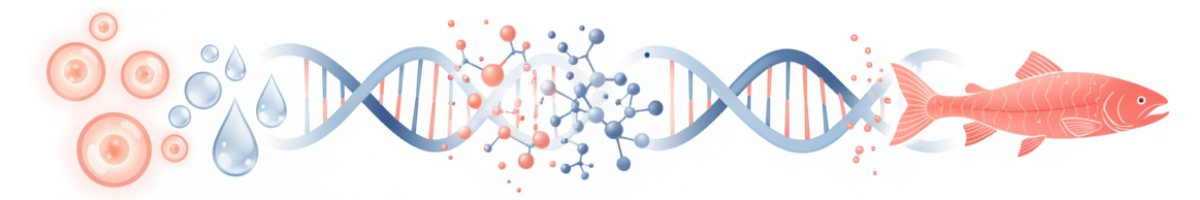 Visual diagram showing PDRN extraction from salmon DNA and its transformation into skin rejuvenation serum Visual diagram showing PDRN extraction from salmon DNA and its transformation into skin rejuvenation serum