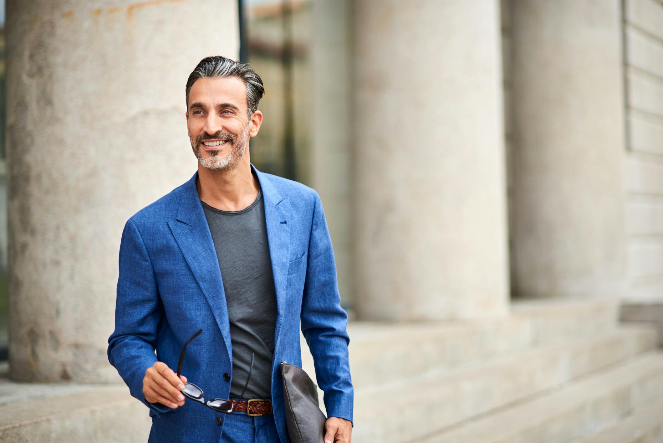 Man in blue blazer